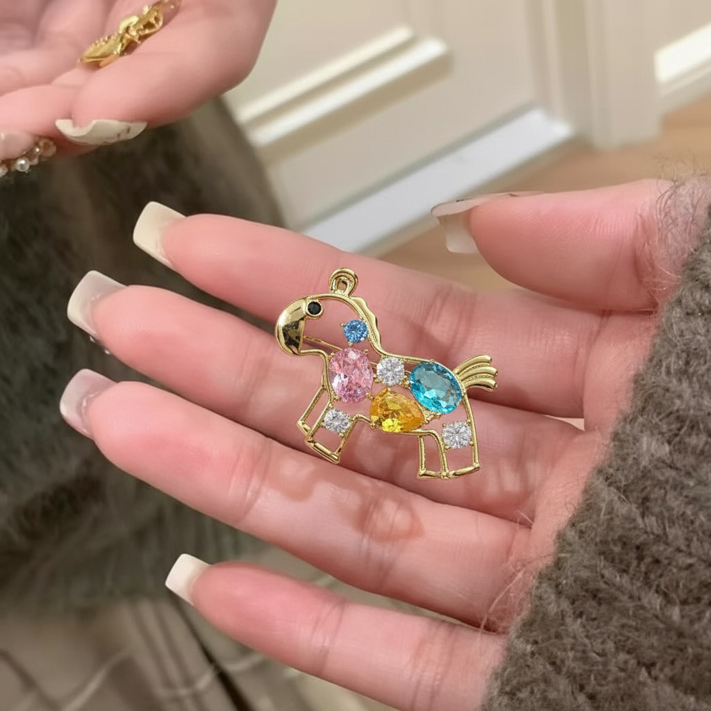 韩国时尚潮流女胸花配饰大气别针外套开衫毛衣链小马款扣卡通风格详情4