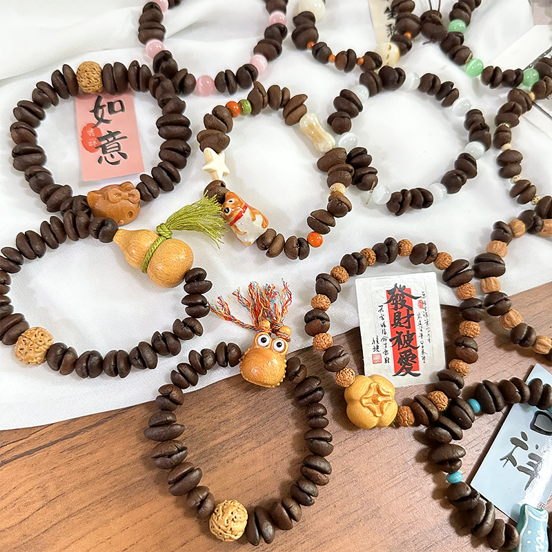 趣味咖啡豆猫爪串珠手链新中式设计感手作葫芦梅花手串百搭手链详情4