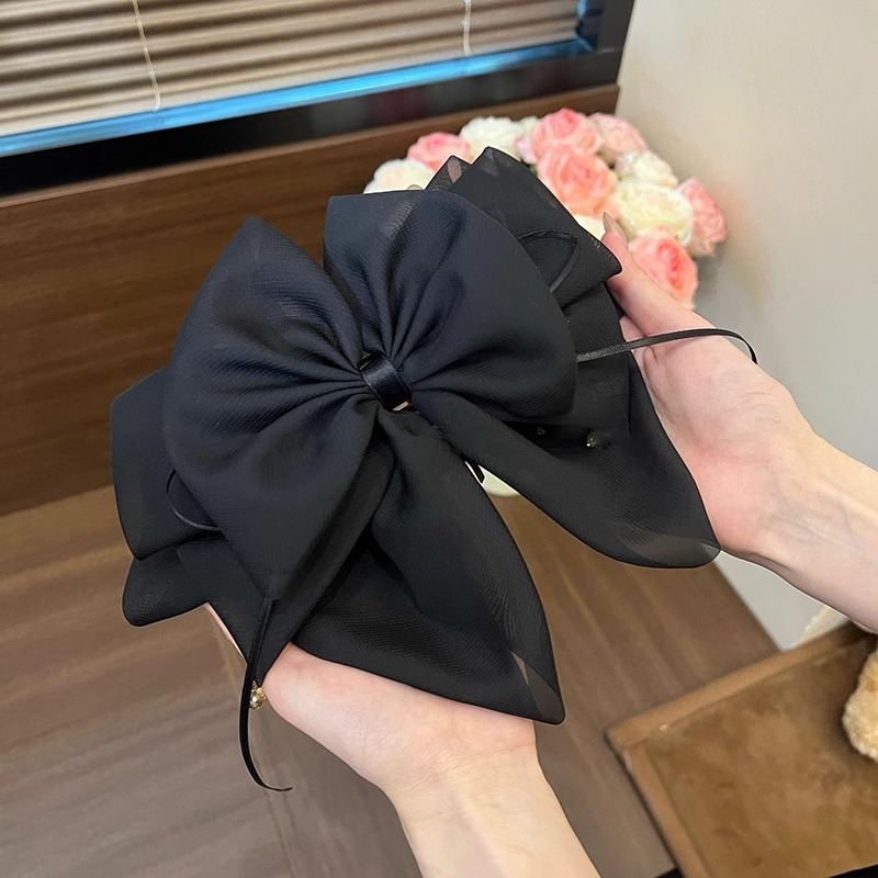 法式缎面蝴蝶结花苞抓夹女后脑勺蓬松显发量马尾夹高级感气质发夹详情37