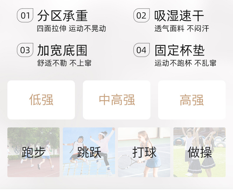 少女文胸初中生高中学生发育期内衣运动防震青春期女大童女孩背心详情3