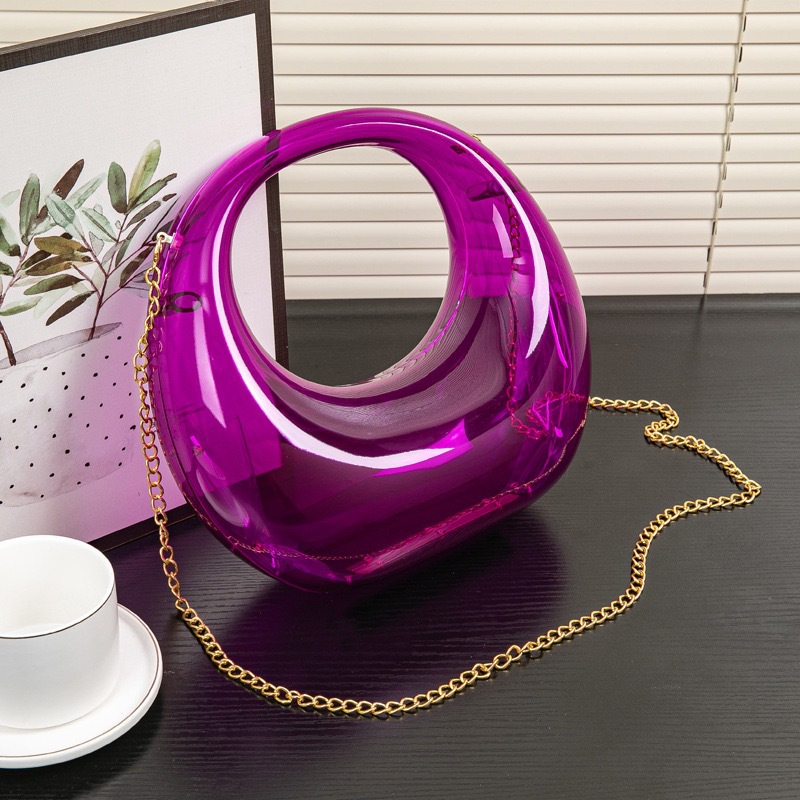 2024夏季新款欧美爆款弯月包晚宴包手提亚克力包跨境批发彩色炫彩详情7