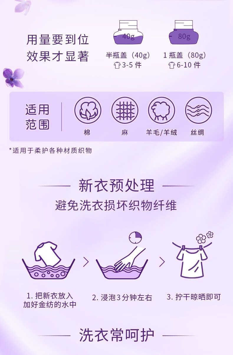金纺衣物护理剂3KG+800G薰衣草淡雅樱花清新柔顺去静电立瓶装正品详情6