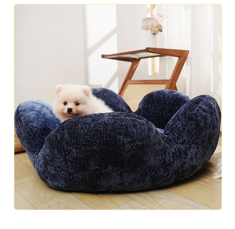 新款冬季新款宠物窝毛绒圆窝花朵形状狗窝猫咪冬款保暖深睡眠猫窝详情14