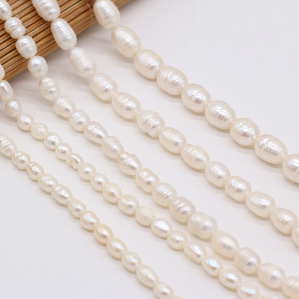 Natural freshwater rice-shaped A pearl white DIY jewelry accessories, handcrafted jewelry necklaces, semi-finished product production and wholesale pic 2
