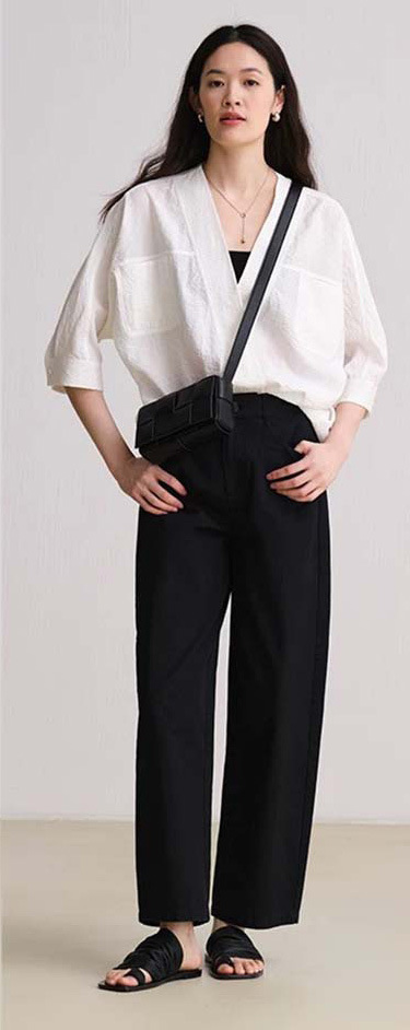 TH ~ ROW 2025 Spring/Summer washable crumpled dry silk coleless batsleeved brand silk shirt for women pic 12