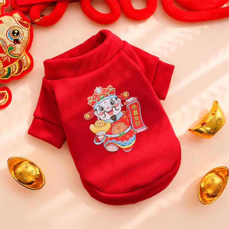 Año nuevo ropa de mascotas otoño invierno más peluche dos pies hoodies para perros ropa de gato teddy suministros fabricantes al por mayor pic 4