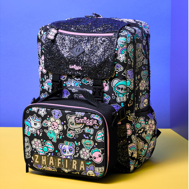 Australia nuevo Smiggle mochila de escuela primaria y secundaria gran capacidad mochila de dibujos animados para niños doble bolsa de pluma pic 15