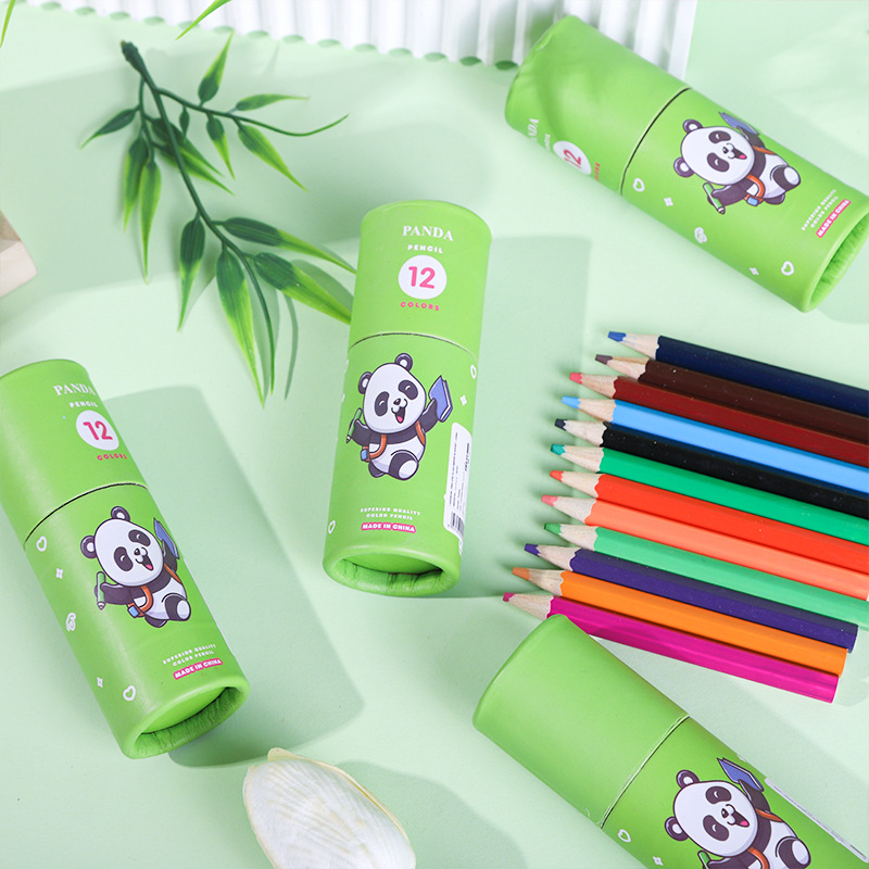 卡通高端油性12色彩色铅笔2.8铅芯桶装绘画彩色铅笔美术绘画用品详情5