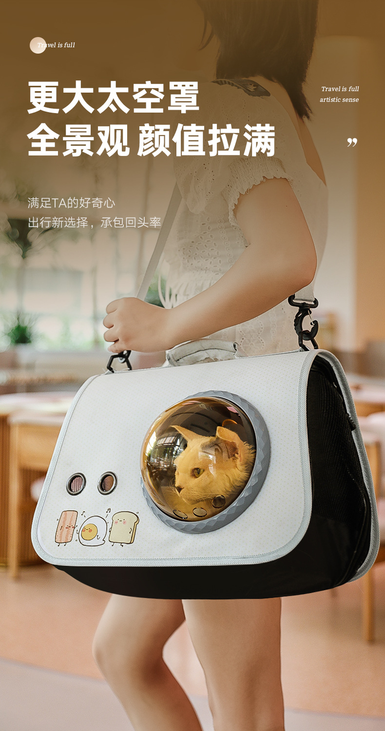 宠物便携太空舱外带猫包手提可折叠单肩包外出背包卡通猫咪狗包包详情6