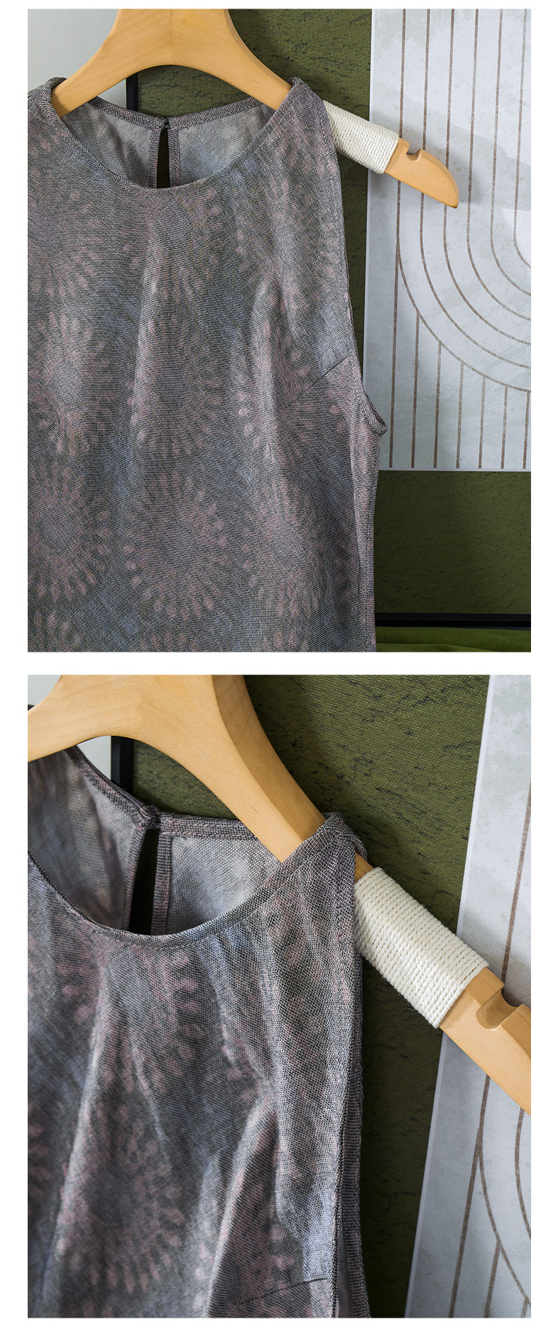 Rongtai Tencel Linen printed improved cheongsam sleeveless slimming dress for Women 2025 New style elegant A-line dress pic 48