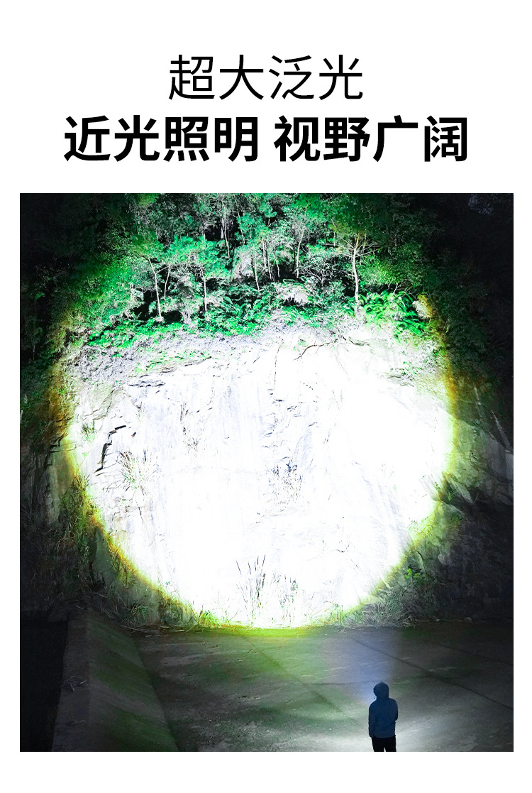 跨境新款白激光超亮强光LED照明手电筒变焦充电户外远射大功率详情9
