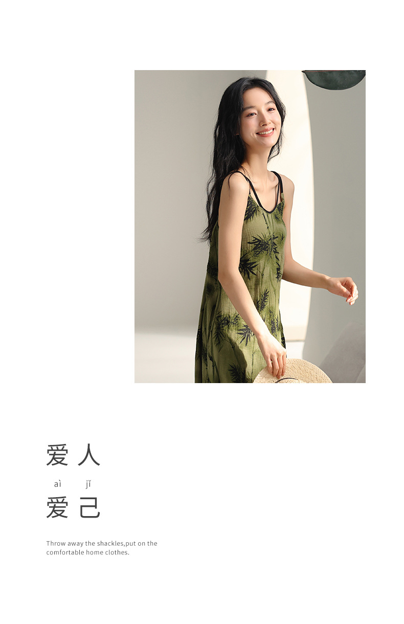 Summer vest dress, pure cotton gauze, cotton with chest pads, strappy nightgown, feminine look, can be worn as pajamas or home wear pic 8