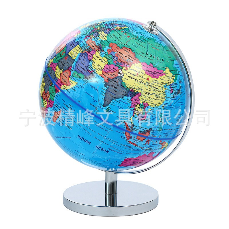 蓝/白地理地球仪 电镀金属支架学生用教学器材中号课堂教材摆件详情4