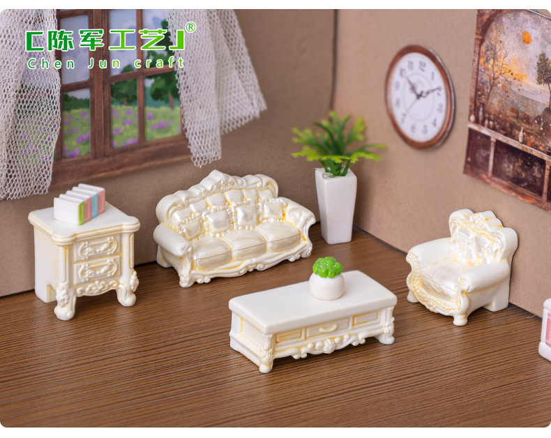 Creative Baroque-style furniture miniature models, dollhouses, diy decorative accessories, micro-landscape mini ornaments pic 6
