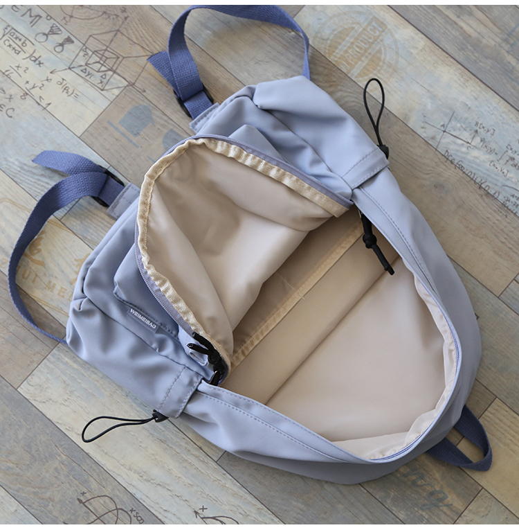 NR森系百搭纯色双肩包男书包女大学生韩版高中背包女双肩大小款详情18