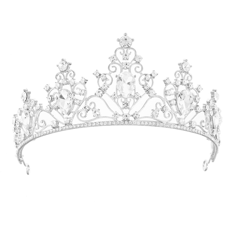 Cross-border trade European and American bride alloy rhinestone crown hair accessory, ball and banquet diamond-encrusted grand crown headwear factory direct sales headwear pic 9