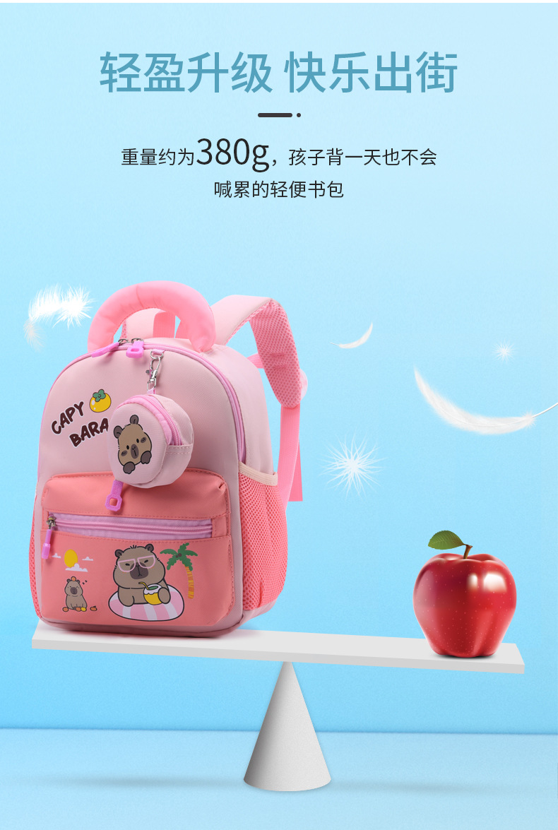 书包幼儿园男女童新款外贸卡皮巴拉书包轻便大容量休闲水豚双肩包详情3