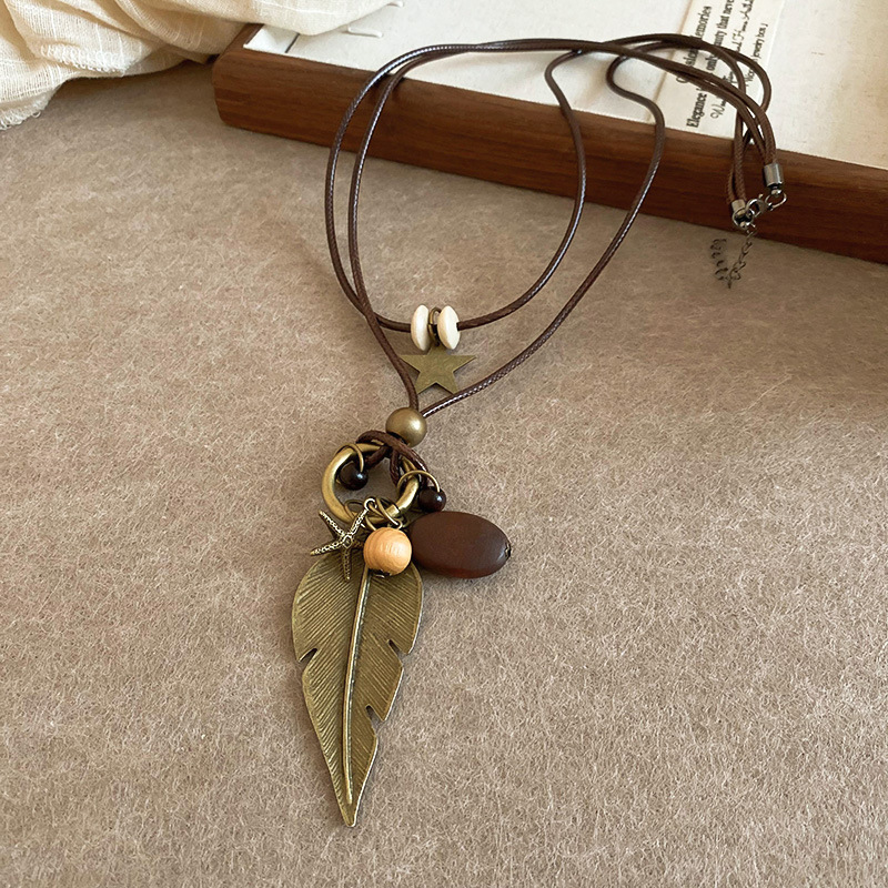 跨境复古民族风吊坠项链网红百搭高级感毛衣链小众简约饰品批发女详情7