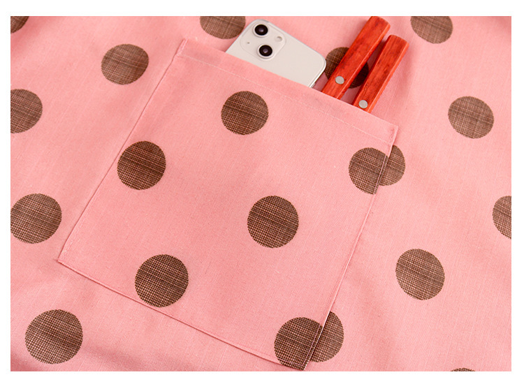 【 Chi Jia 】 French-style large polka dot shoulder strap apron canvas home kitchen adult stain-resistant work clothes pic 4