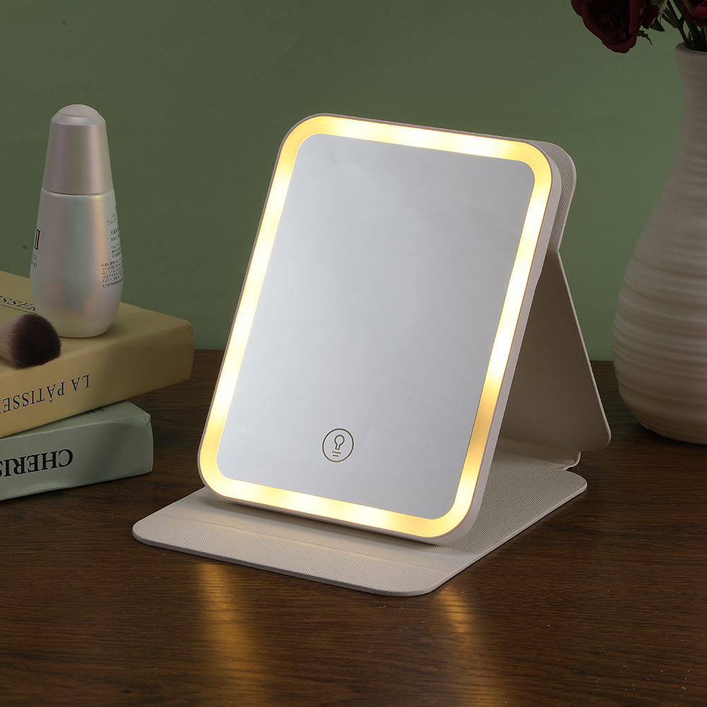 2025春季新款可折叠智控带灯梳妆镜可充电简约化妆镜宿舍美容镜女详情5