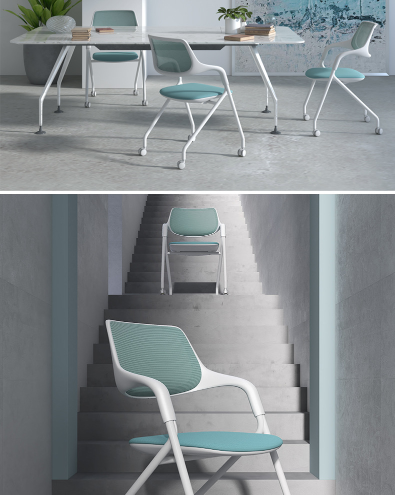 The PA plastic nylon frame training chair features an ergonomic design and silent rollers, making it an office chair suitable for multiple scenarios pic 11