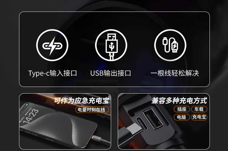 跨境新款强光铝合金手电筒充电便携长续航防水超亮变焦数显探照灯照明灯具专用LED防爆详情4