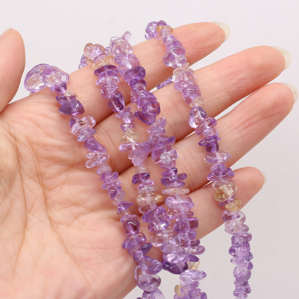 Wholesale of semi-finished DIY jewelry and handcrafted accessories made from natural crushed stone, amethyst and fluorite raw stones, beads with holes pic 18