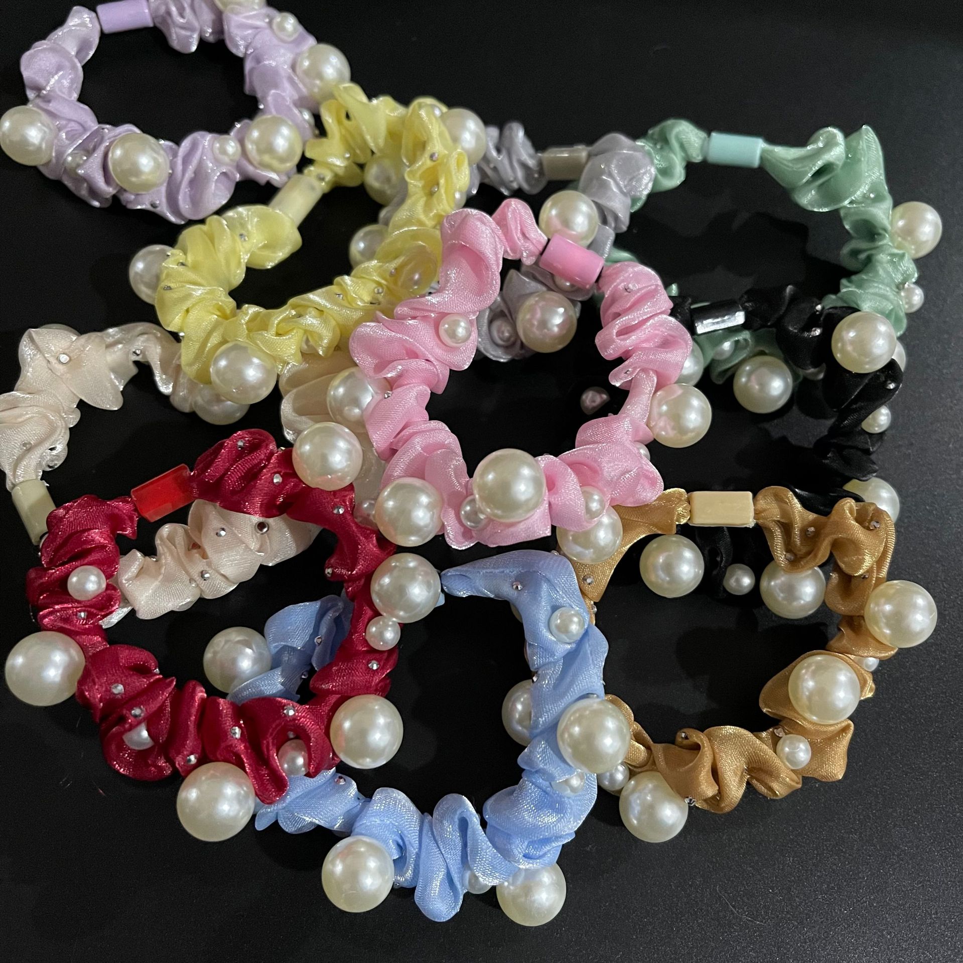 【1-9 Zone 】 No. 191 Pearl Hair Band, 100 yuan per bundle, large and small pearl hair band, Korean style hair tie, new style bun hair decoration, leather band hair tie, wholesale 1 yuan pic 2