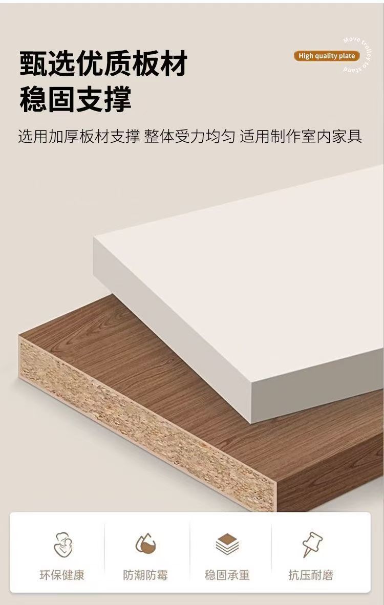 小推车置物架复古风落地带轮可静音移动多层零食架沙发茶几置物架详情5