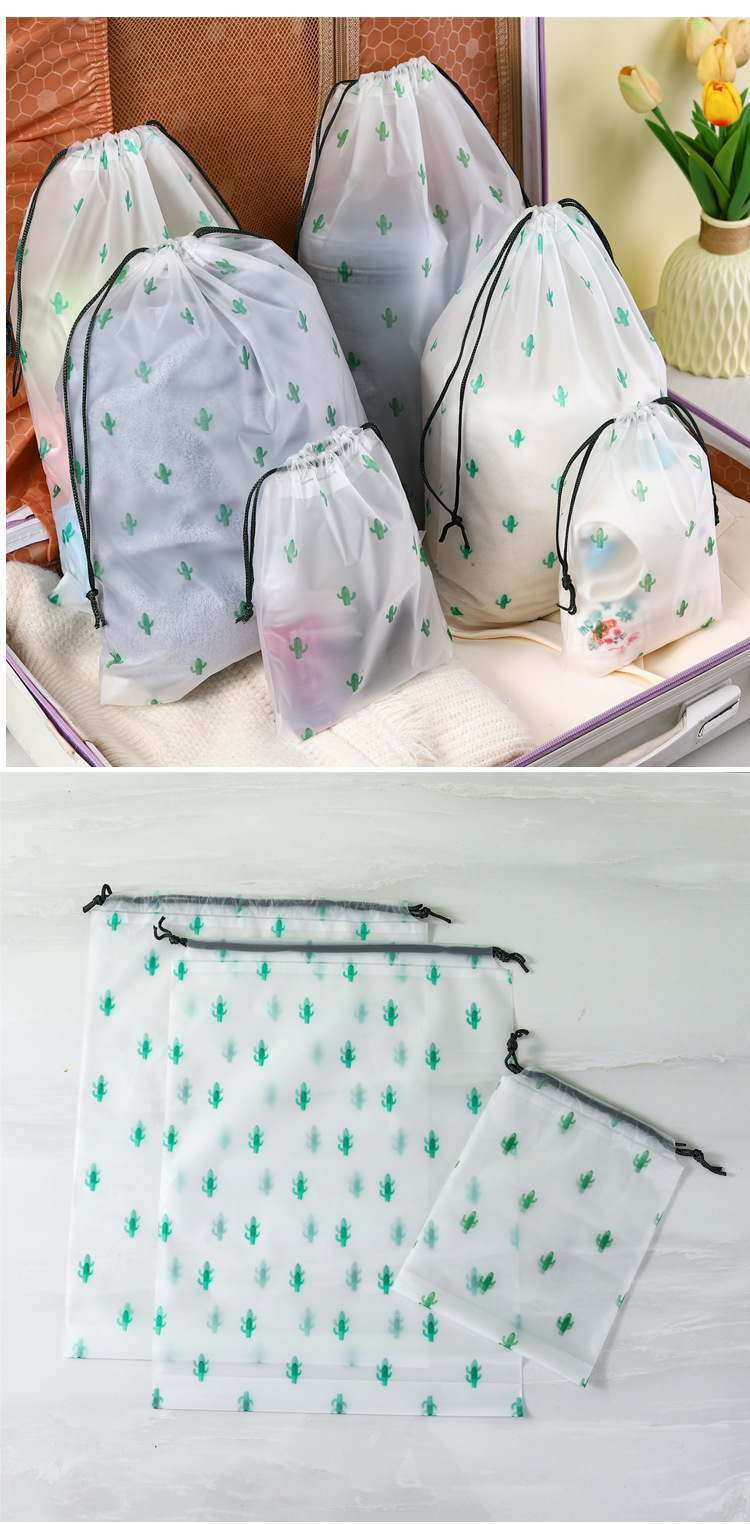 鞋子收纳袋磨砂抽绳束口袋仙人掌服装袜子分装袋抽绳袋子批发印刷详情15