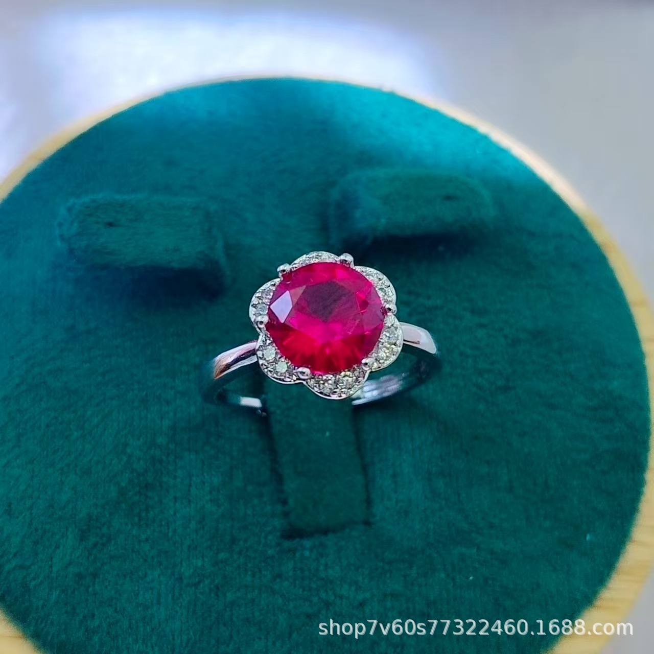 热卖珠宝首饰2克拉圆形培育鸽血红红宝石开口戒指女时尚彩宝戒指详情28