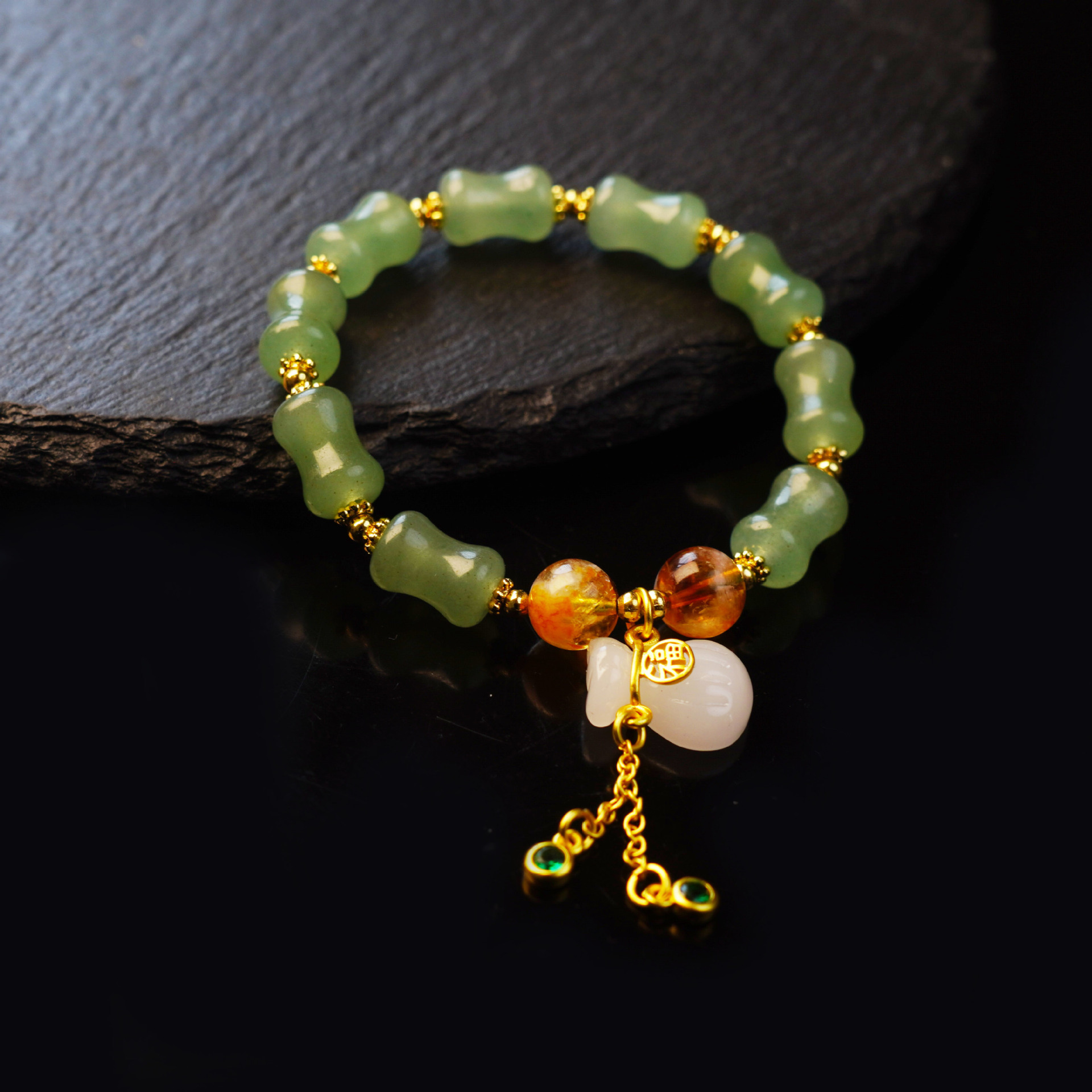New natural golden thread jade Joint promotion bracelet for women, Tianshan Green Bamboo joint money bag bracelet, jewelry for women who have passed the college entrance examination pic 8
