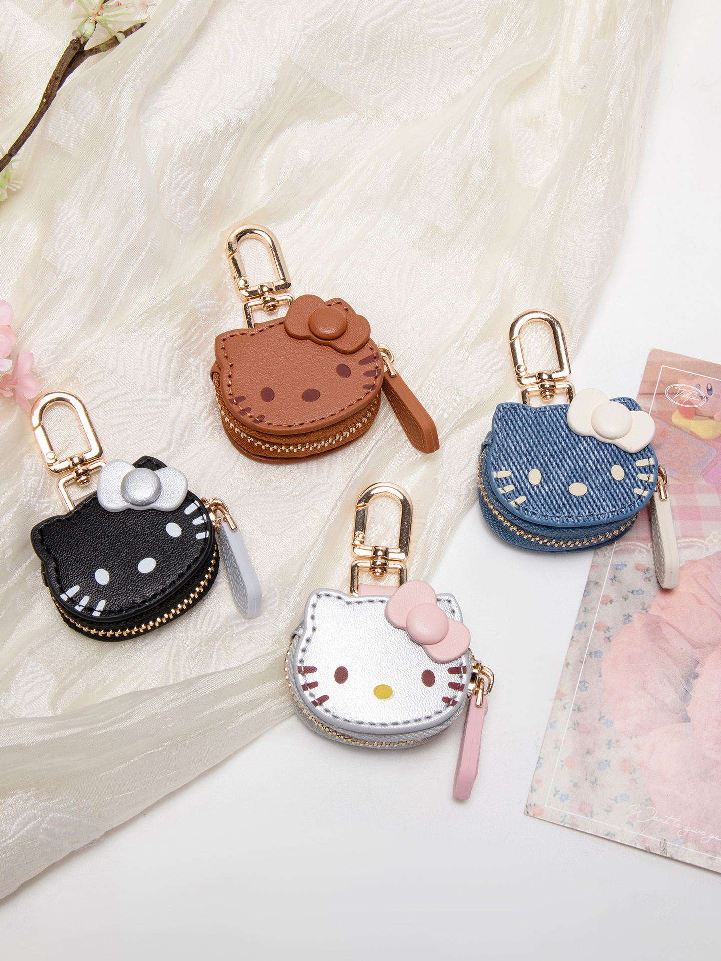 En stock lindo dibujos animados KT gato colgante alto nivel de apariencia hello kitty bolsa colgante llavero chica mejor amiga regalo pic 25