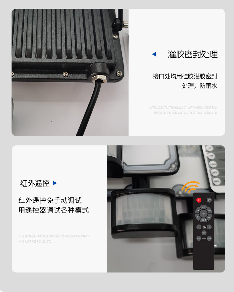 新品推荐Led人体红外感应投光灯 户外防水庭院走廊照明灯插座供电详情11