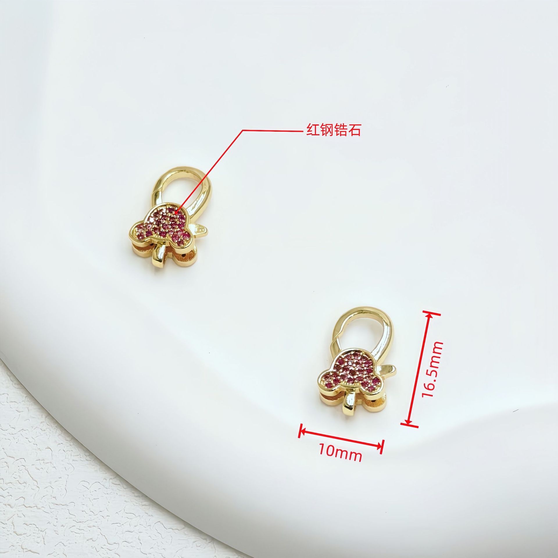 18K保色优质镶钻高档黄铜异型龙虾扣万能扣挂件项链挂件服饰挂详情19