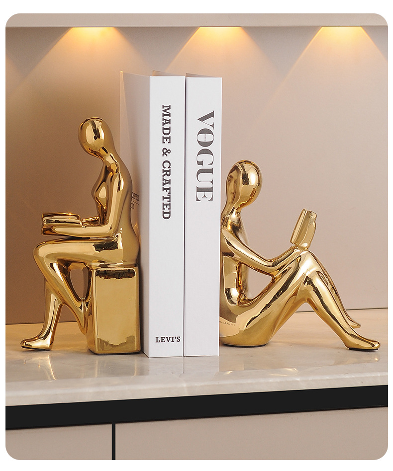 Light luxury ornaments, high-end modern bookends, figure ornaments, home living room, TV, wine cabinet, office and study decorations pic 5