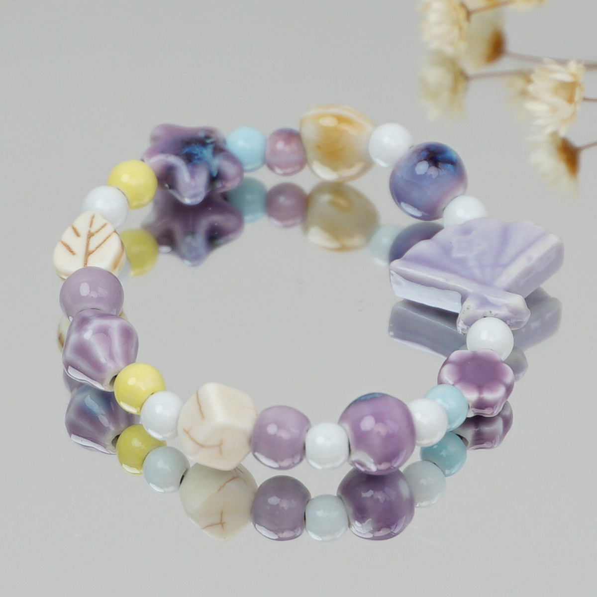 Swallotail butterfly bracelet, ethnic style ceramic double butterfly wholesale manufacturer, live-streaming direct supply, street stall butterfly bracelet accessories pic 4