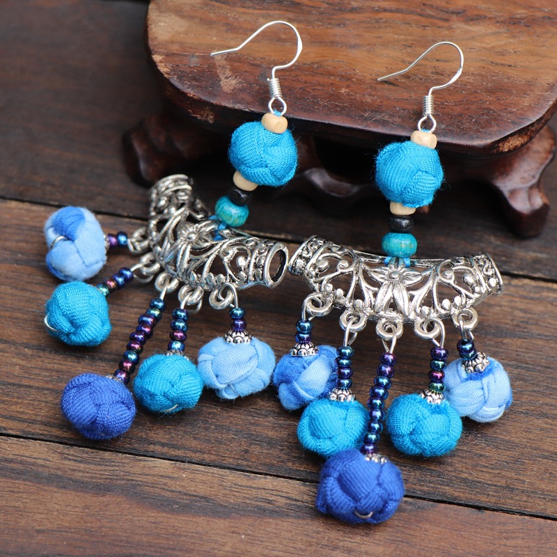 民族特色布艺扎染耳环时尚民族风女大理丽江舞台舞蹈饰品配饰批发详情11