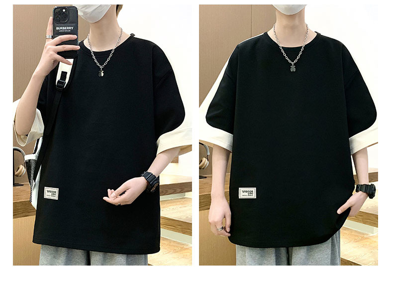 A large-sized short-sleeved T-shirt for men, a new summer 2024 half-sleeved base layer, is a trendy outfit for men on Instagram pic 29