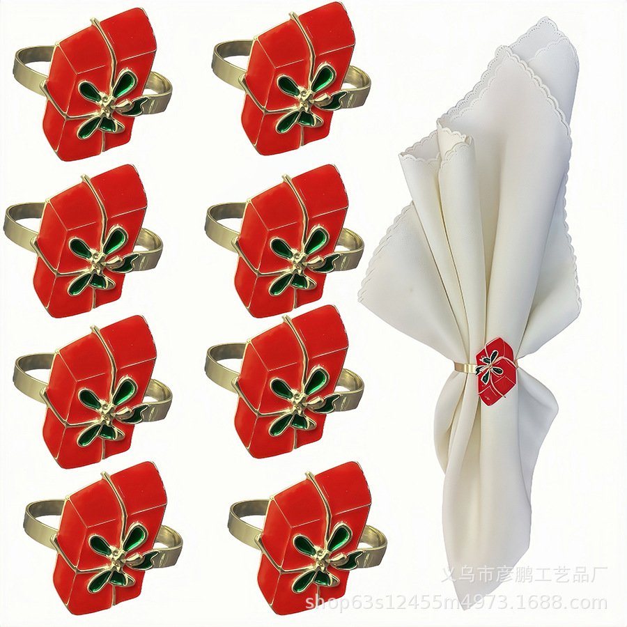 Christmas stock cross-border Christmas flower baskets, napkins, day gatherings, hotels, home decoration, napkin buckles, table decoration, napkin rings, tissue fixed buckles pic 3