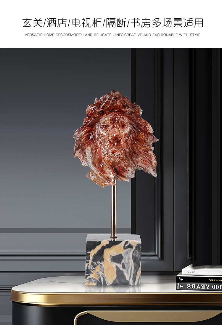 2025水晶仿真狼头摆件狼头型雕塑树脂道具玄关办公室桌面动物头像装饰树脂工艺品详情11