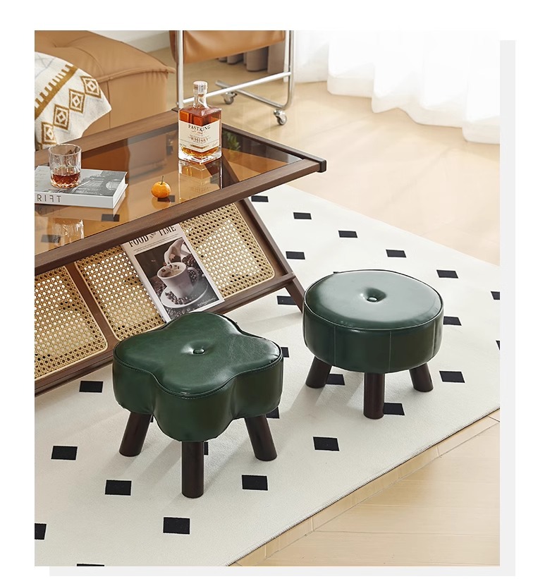 Wholesale Amazon light luxury shoe-changing stools, high-end living room sofas, low stools, home stools, popular backrest small chairs pic 16