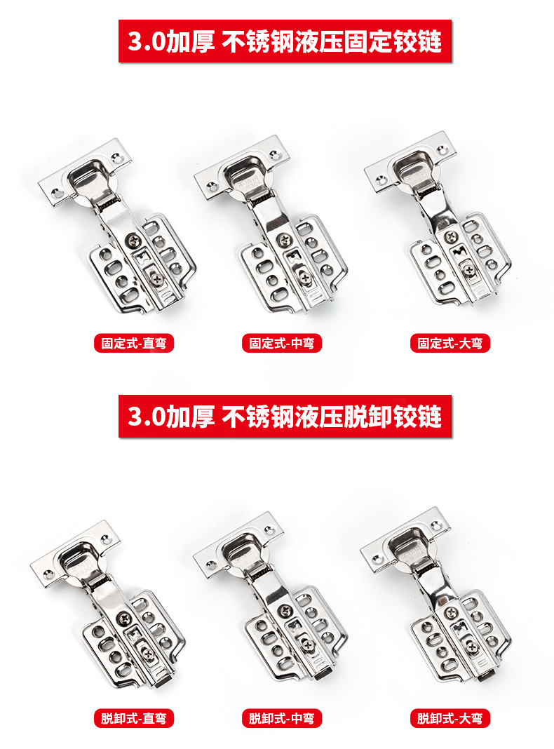 加厚不锈钢铰链静音缓冲橱柜衣柜柜门飞机合页液压弹簧折页批发详情12