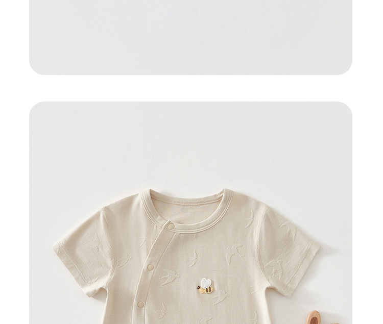 Baby one-piece suit, summer short-sleeved thin clothes, newborn one-piece suit, cotton mottled hatsuit, baby crawling suit pic 21