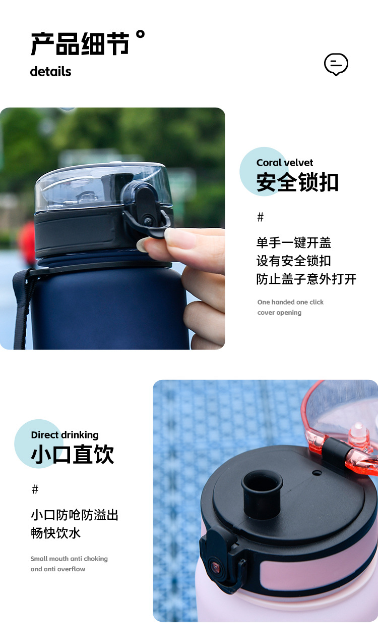 批发磨砂渐变运动水杯男大容量防摔耐高温水壶便携2025新款塑料杯详情4