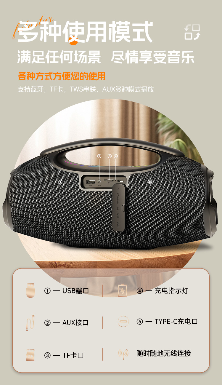Le Xiangyu 2026 Cross-border Foreign Trade New High-power Bluetooth Speaker, Outdoor portable subwoofer, Handheld Bluetooth Speaker pic 7