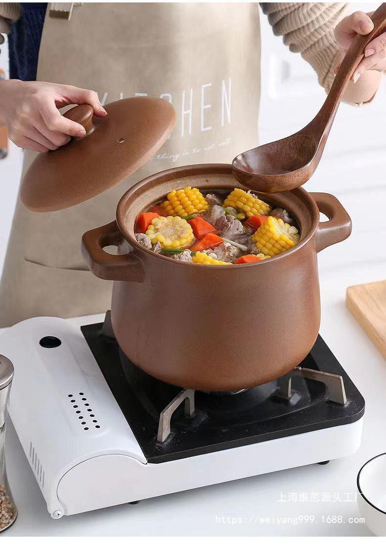 Pregnant women, Pingding unglazed clay pot, old-fashioned soup pot, open flame high-temperature resistant stew pot, ceramic clay pot, stone pot, soup pot, earthenware pot pic 5