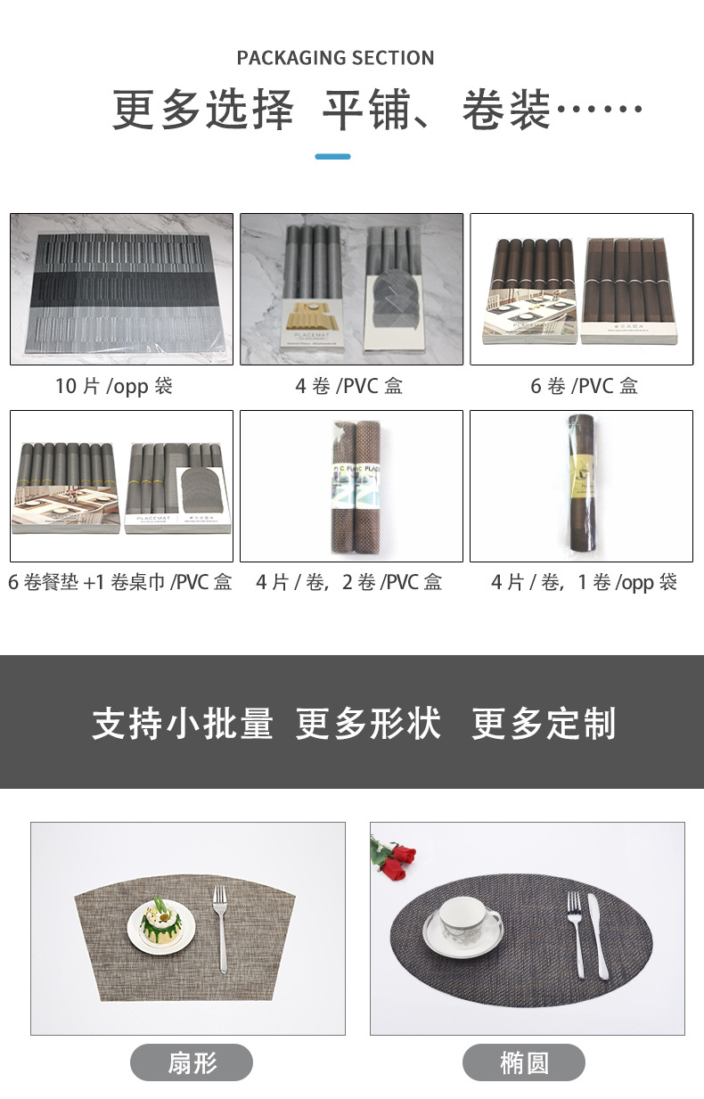 原创新品圣特PVC海藻加底烫金餐垫隔热垫西餐厅家居装饰条纹酒店详情5