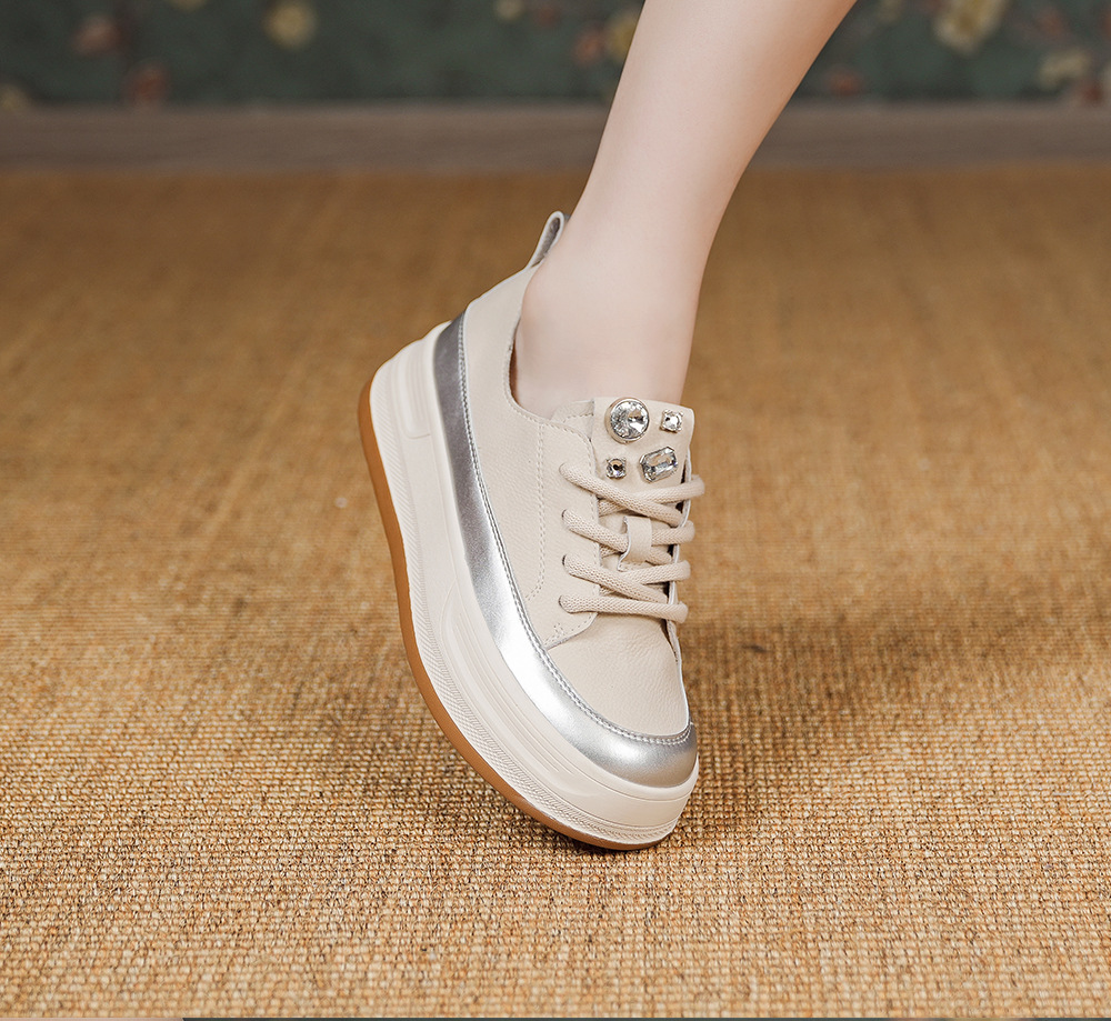 真皮休闲鞋女厚底增高2025春夏季新款复古板鞋百搭平底单鞋潮详情7