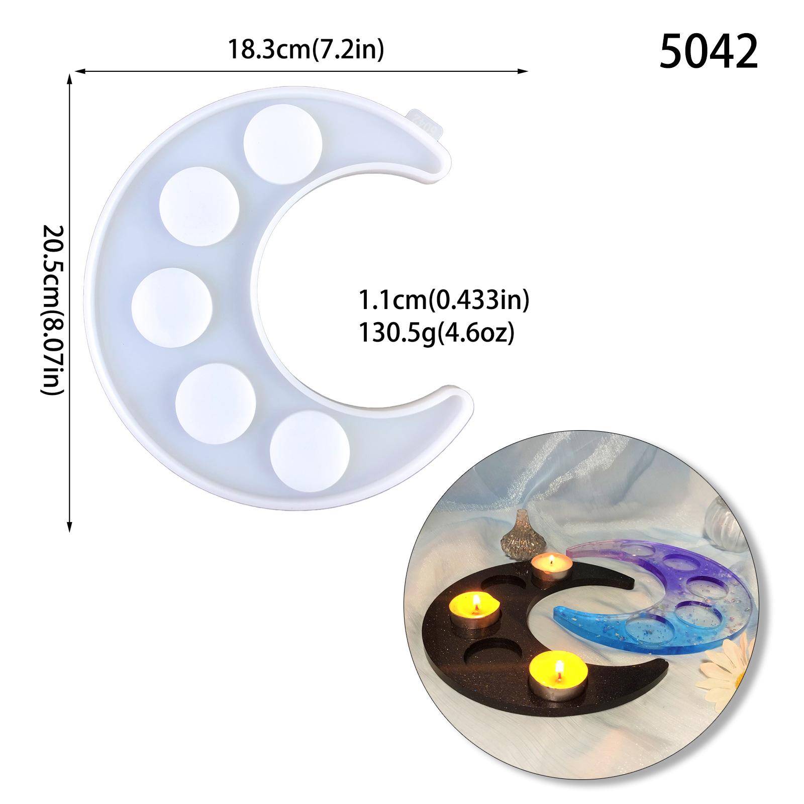 月亮烛台石膏模具diy水晶滴胶ins风月亮烛台托硅胶模具详情1